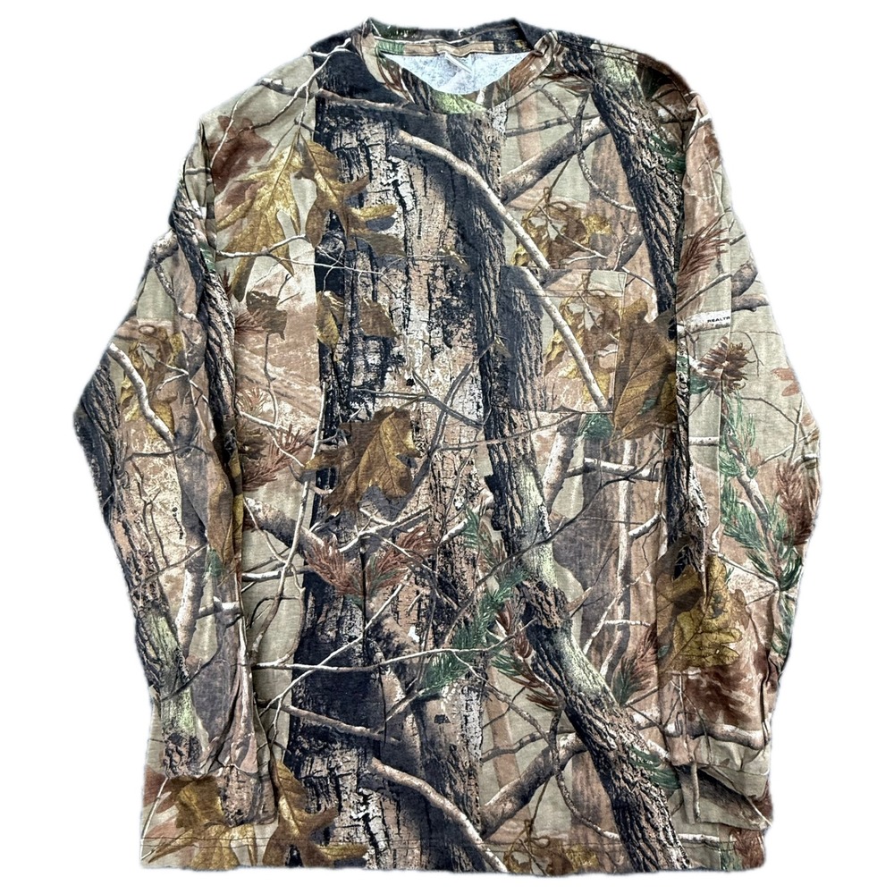 Liberty Pocket T-Shirt Mens Medium Brown Realtree‎ AP Camo Long Sleeve 321547-08